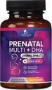 Pränatale Vitamine mit Folsäure & DHA, Fetale Gehirnentwicklung Unterstützung mit Folat & Omega 3's, Pränatales Multivitamin für Frauen, Vitamin A, C, D, B6, B12 & Eisen, Schwangerschaftsergänzung - 60 Softgels
