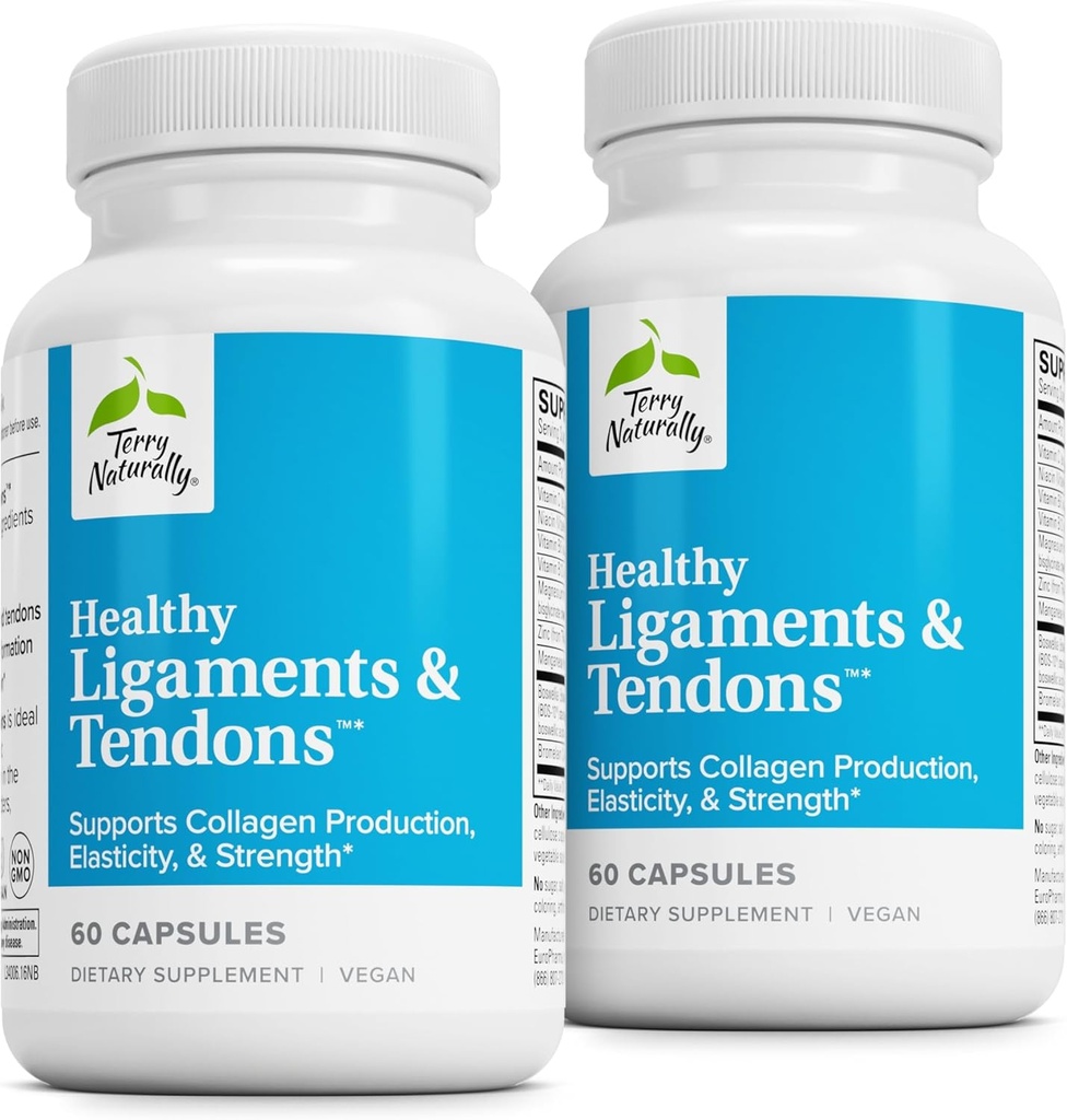 Terry Naturally Healthy Ligaments & Tendons - Nahrungsergänzung für Connective Tissue & Joint Lubrication Support - Non-GMO Formula to Aid Ligament & Muskel Health - 60 Kapseln, 2 Packung