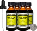 L'iode de Lugol / Solution de 2% / 8 Oz dans quatre bouteilles en verre ambre / gouttes libres / États-Unis