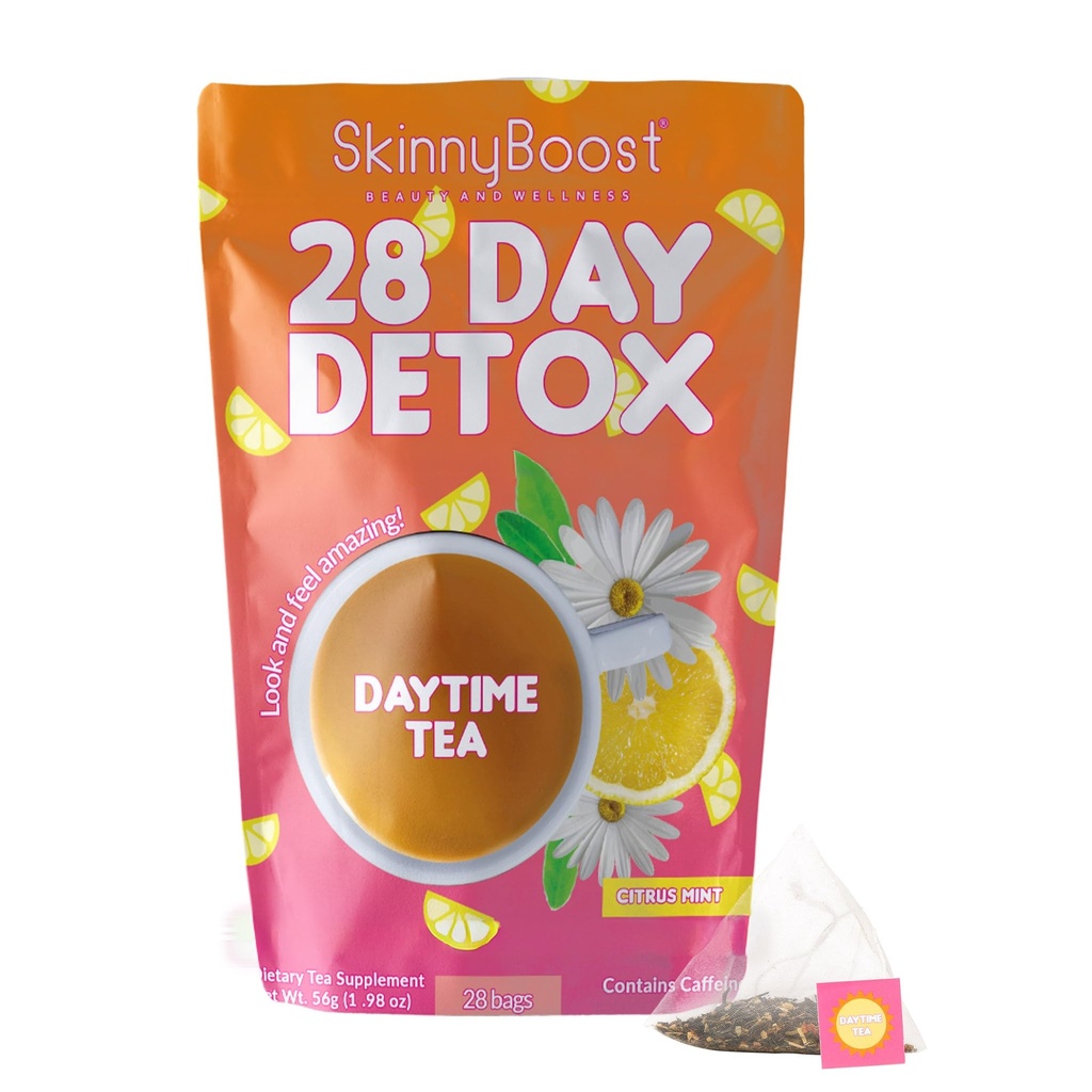 SkinnyBoost 28 Day Detox Daytime Tea - CITRUS MINT (28 Teebeutel) unterstützt Stoffwechsel Boost, Detox, All Natural, Non GMO, Vegan, Keto Friendly