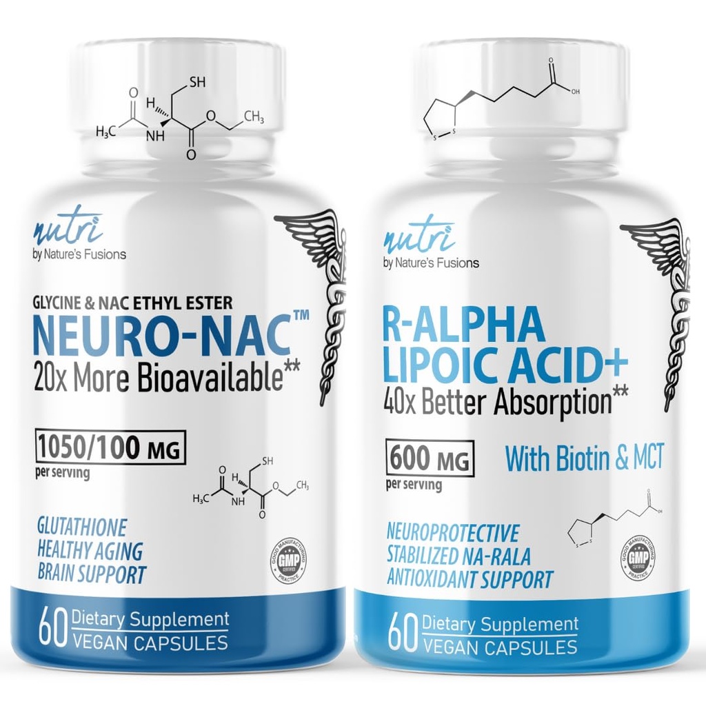 Fusions naturelles Neuro Nac (NAC Ethyl Ester) & R Alpha acide lipoïque 600mg (60ct)