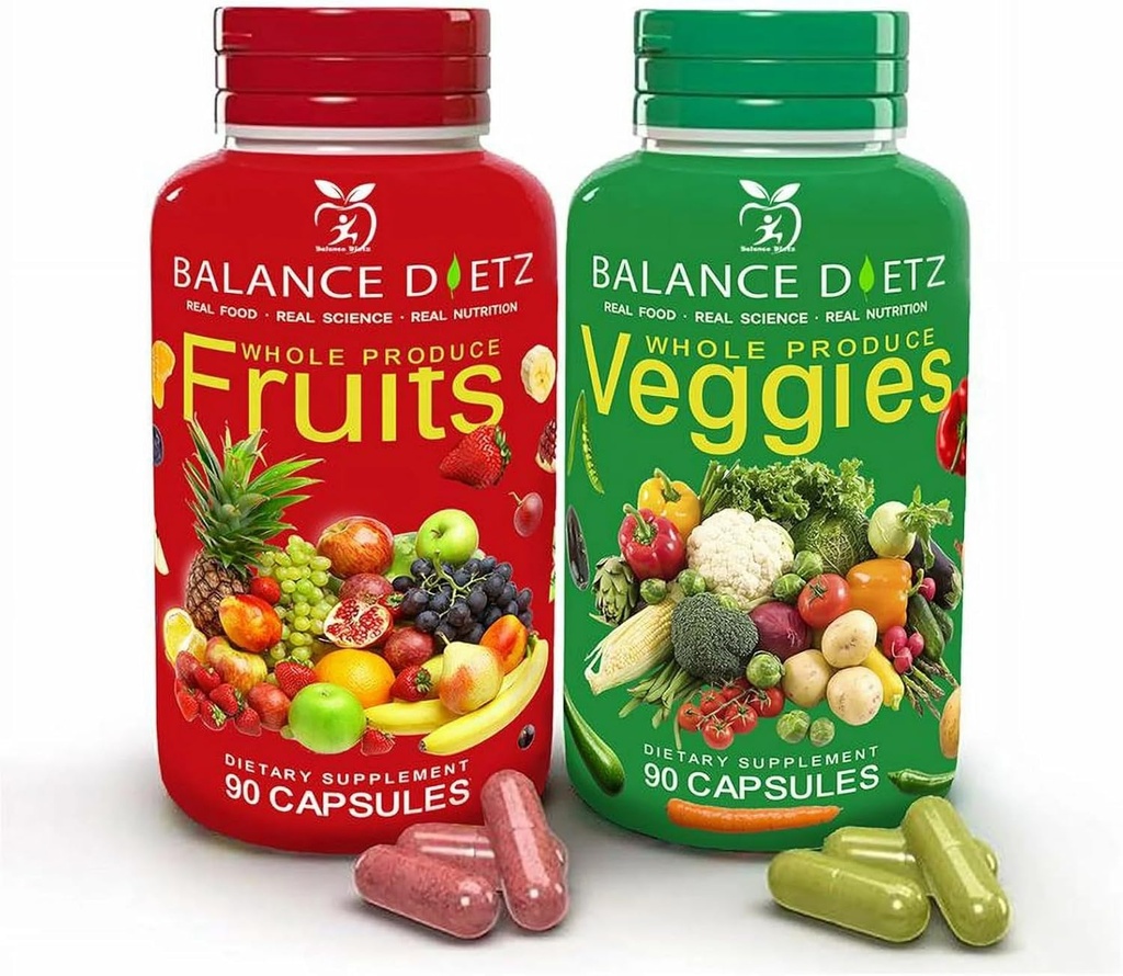 Whole Produce Fruits and Veggies Supplements, 90 Fruit Capsules, 90 Veggie Capsules