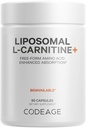 Codeage Liposomales L-Carnitin + Supplement - 500 mg L-Carnitin L-Tartrat pro Portion - Freie Aminosäure - Carnitin - Liposomale Verabreichung - Vegan, GVO-frei, glutenfrei - 90 Kapseln