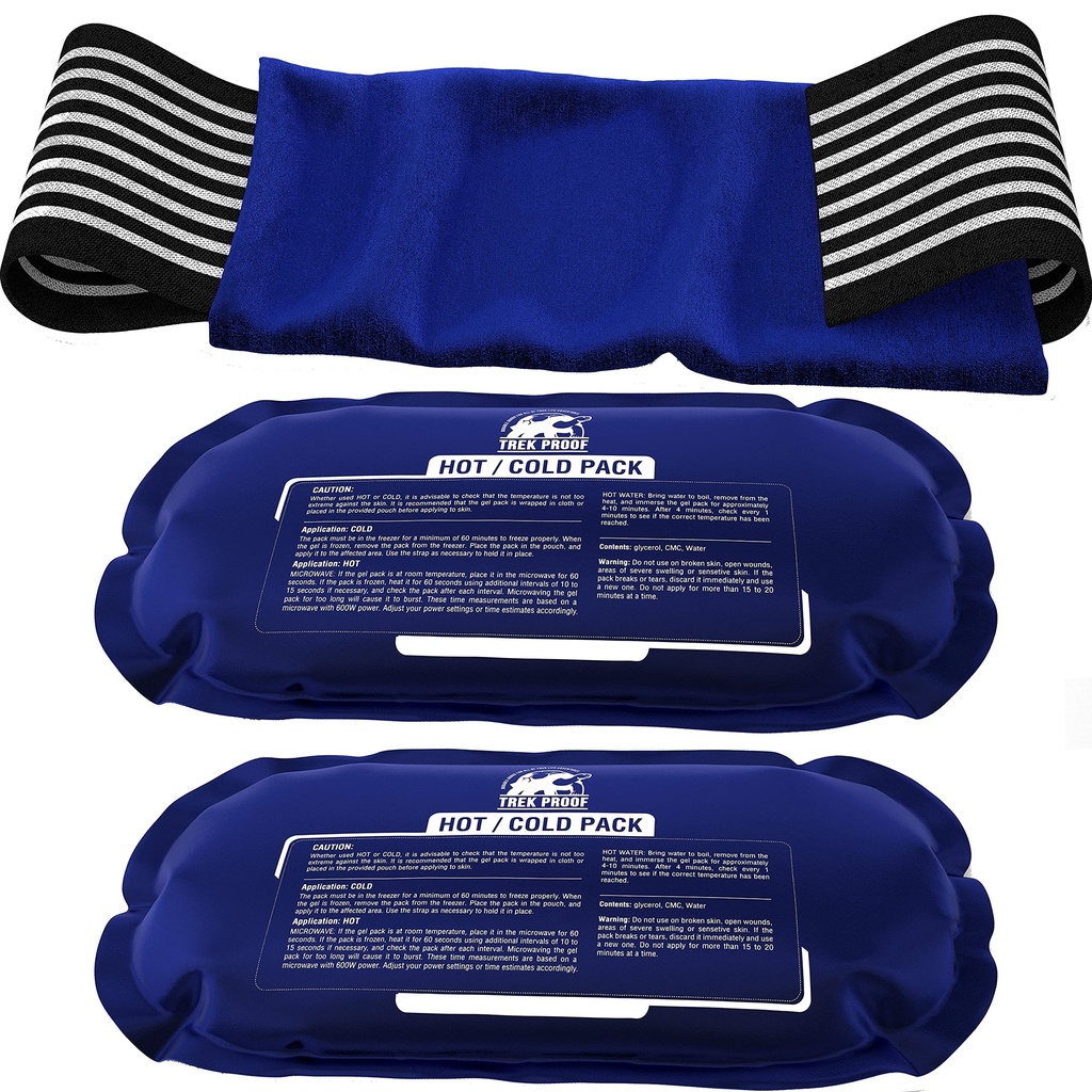 Ice Packs für Verletzungen Wiederverwendbar (3-Piece-Set) – Heiße und kalte Ice Pack Therapie Gel Wrap Unterstützung – Unterstützt Erholung, Gelenk und Muskelschmerzen – Knie, Rücken &amp; Mehr (3 Stück Set - Classic)