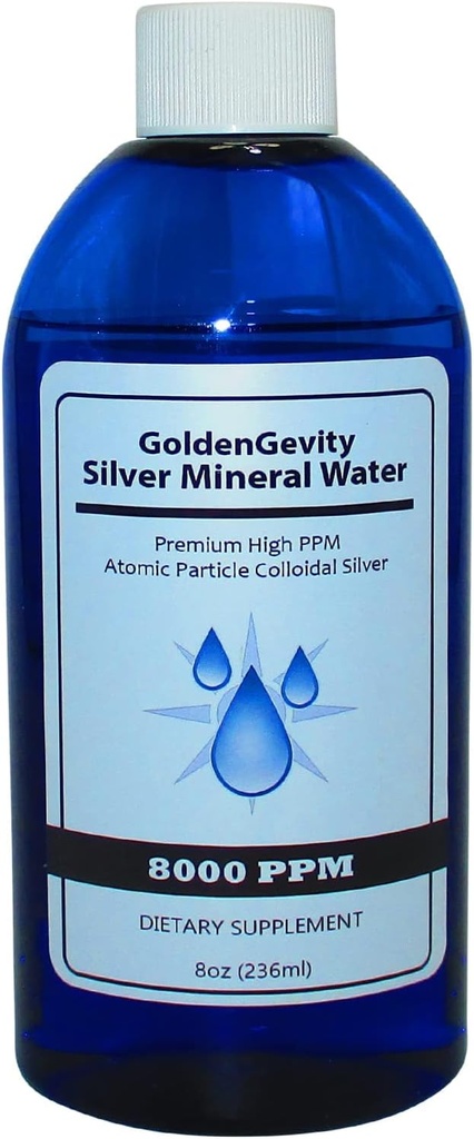 8000 PPM Bioactive Atomic Colloidal Silver, 8 oz | Non-Toxic, Non-GMO Trace Mineral Immun Support Supplement