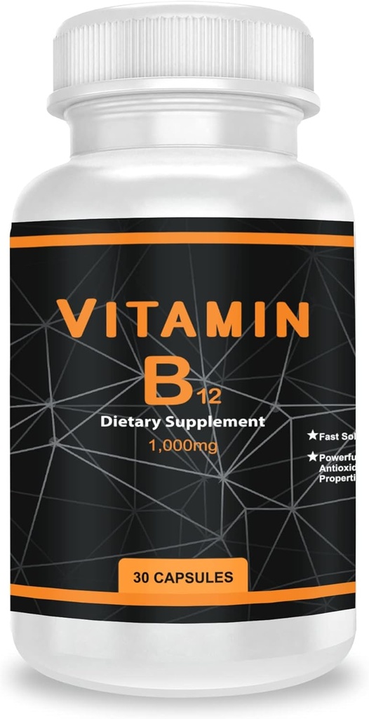 QEI Vitamin B12 1000mg, unterstützt Energiemetabolismus und Nervous System Maintainance, Vitamin Supplement, 30 Kapseln