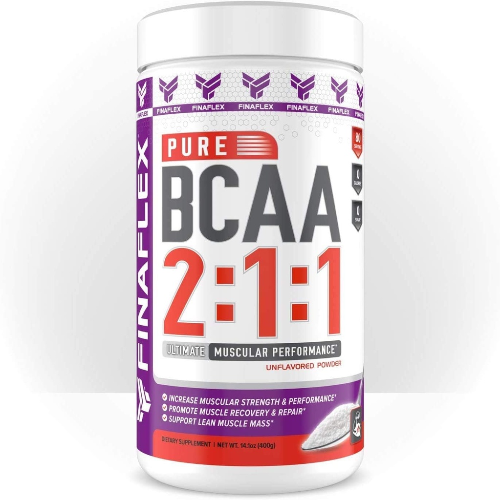 FINAFLEX Pure BCAA 2:1:1, Unflavored - 14.1 oz - Fördert Kraft, Erholung & Leistung - mit 2:1:1 Ratio von Leucine, Isoleucin & Valine + Vitamin C - 80 Servierungen