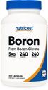 Nutricost Boron Capsules 5mg, 240 Capsules végétariennes - Sans gluten et sans OGM