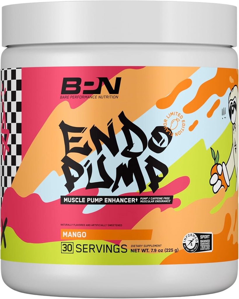 BARE PERFORMANCE NUTRITION, BPN EndoPump Pre-Workout Muskel-Pumpe Enhancer w/L-Citrulline, Erhöhter Blutfluss/Oxygen Transport zu Muskeln, 30 Portionen, Mango