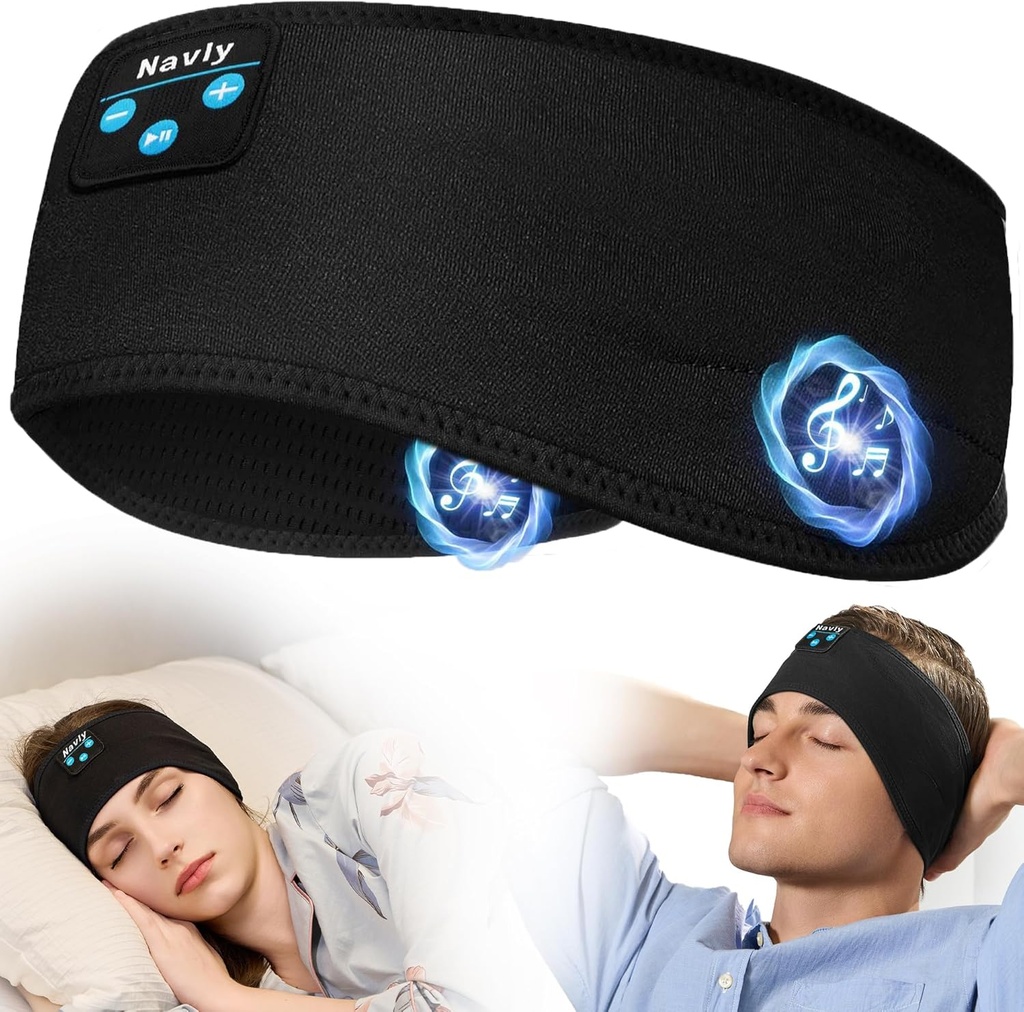 Navly Sleep Headphones, 10Hrs Sports Headband with Soft Cozy Earbuds Comfortable, Headphones Headband with Ultra-Thin HD Stereo Speakers Perfect for Workout,Running,Yoga,Travel