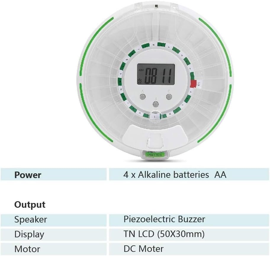 Automatische Pill Dispenser – 28-Tage Elektronischer Mediziner Planer/Organizer – Verzicht auf bis zu 6 Zeiten/Tag – Einfache Leseanzeige - Inklusive Blitzlicht, Sound, Alarm und Sicherheitsschloss, 9 Template Ringe