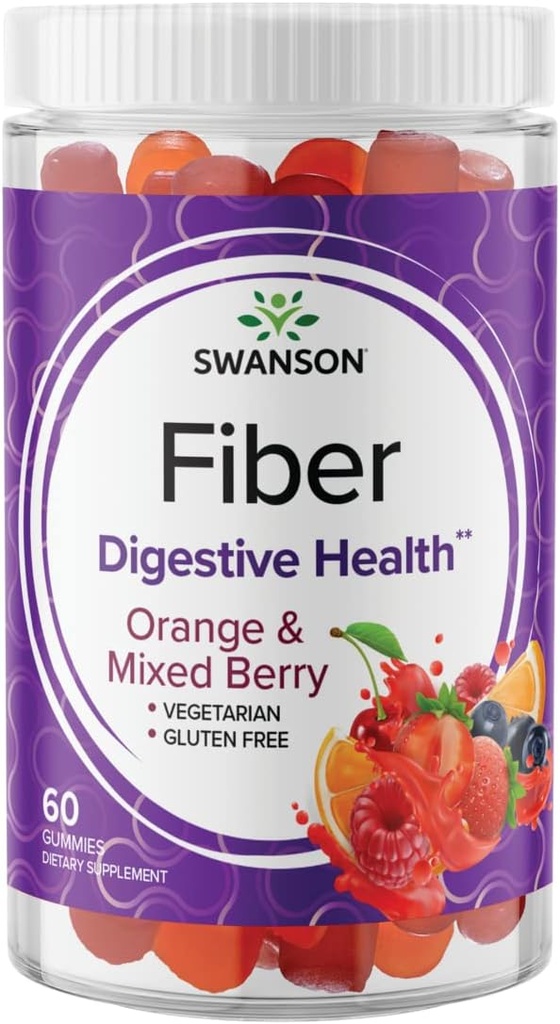 Swanson Mixed Berry Fiber Gummis - Digestive Unterstützung Förderung Regularity & Healthy Lipid Levels - Alle natürlichen Formel zu helfen, ein gesundes Gut Microbiome - (60 Gummis, 5g Jeder)