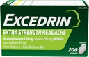 Excedrin Extra Strength Pain Relief Caplets für Kopfschmerzen Relief, Acetaminophen 250mg, Aspirin 250mg, Koffein 65mg, Schmerzrelief, 200 Count