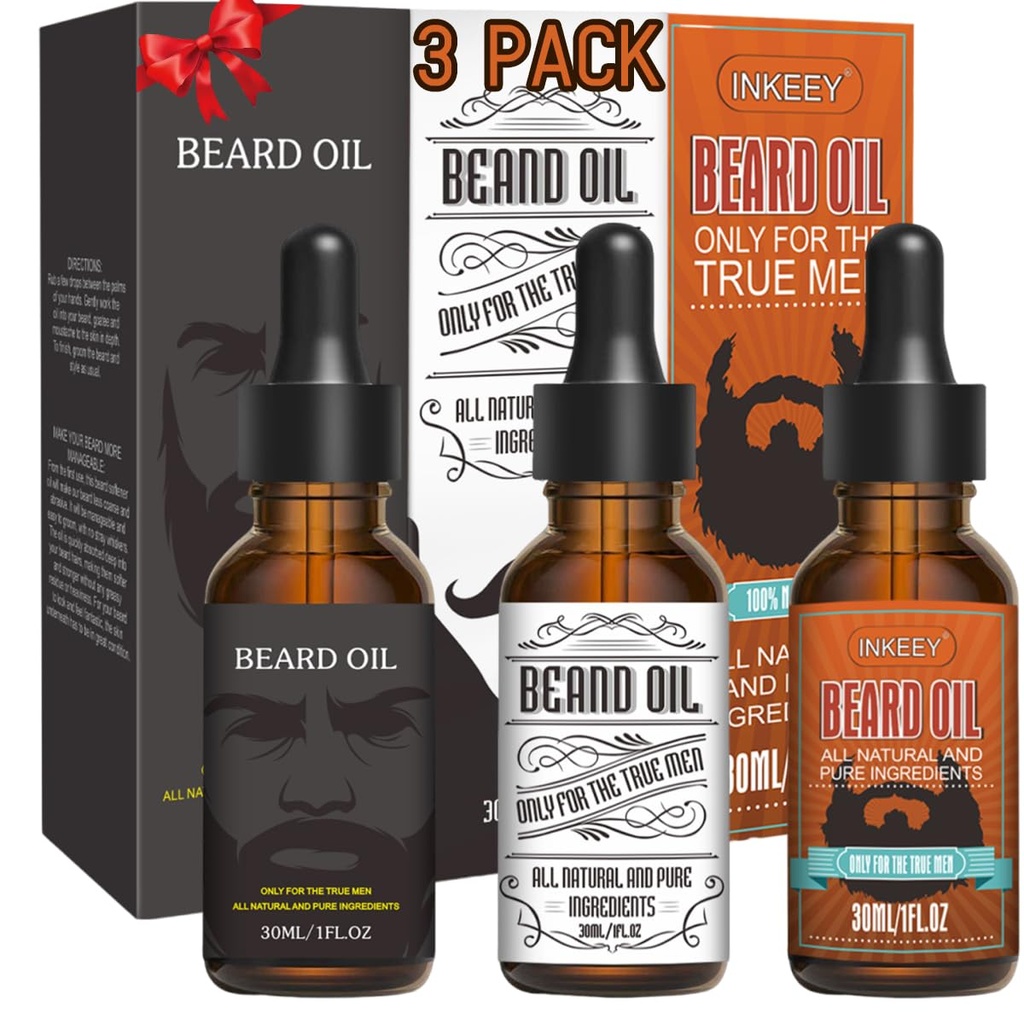 3 Pack Bartöl für Männer, Conditioning und Moisturizing für besseres Bartwachstum - Geschenkset (Fengyin Grüner Tee/Glamour Bewegung/Azure)