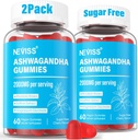 Ashwagandha Gummies, Magnesium Glycinate Gummies 2000mg für Erwachsene, Vitamin B6, Zink, Rhodiola Rosea, Zitronenbalsam, Entspannungsunterstützung, Natürliche Zzz, Gehirn, Muskel, Stamina, Energie, Zuckerfrei