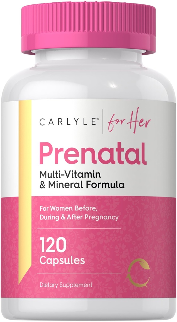 Carlyle Prenatal Vitamine für Frauen | 120 Kapseln | Multivitamin und Mineralformel mit Folsäure | Non-GMO und Gluten Kostenlose Ergänzung | für Sie