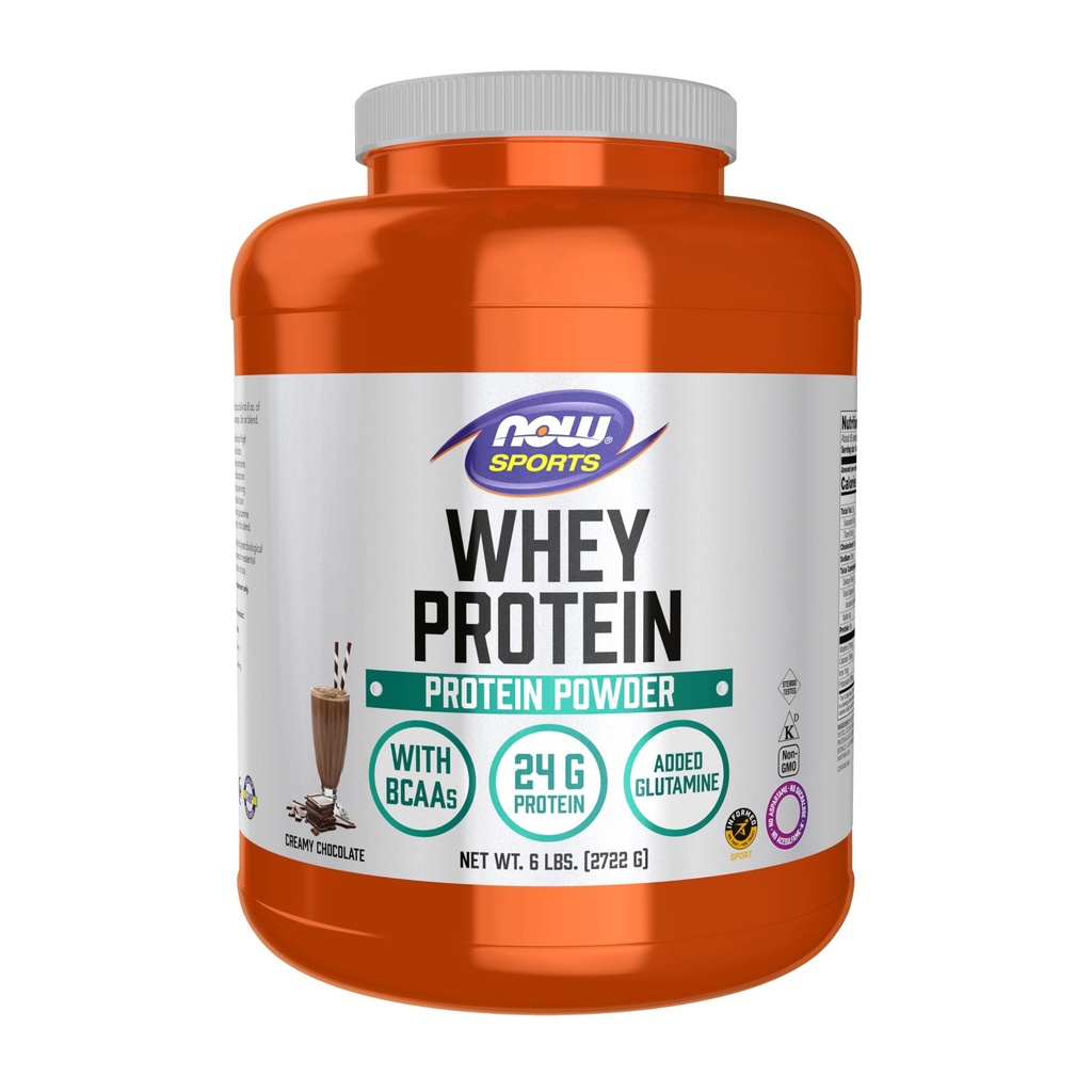 NOW Foods Sports Nutrition, Whey Protein, 24 g Mit BCAAs, Creamy Chocolate Powder, 6-Pound