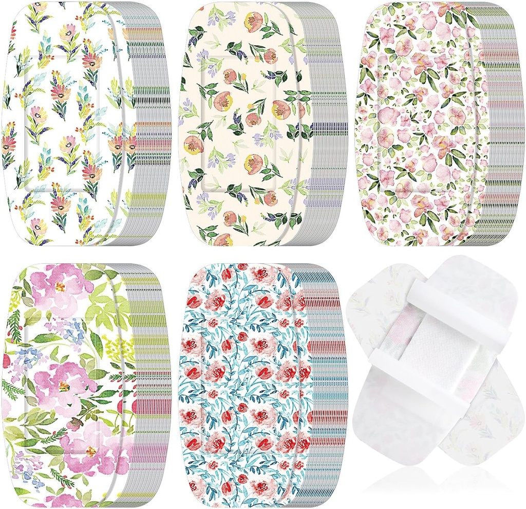 Sinmoe 100 Stks große Bandagen 2 x 4 Zoll Latex freie große klebende Blume Wound Pflege Flexible Stoff Bandagen für Pflege und Schutz Wounds
