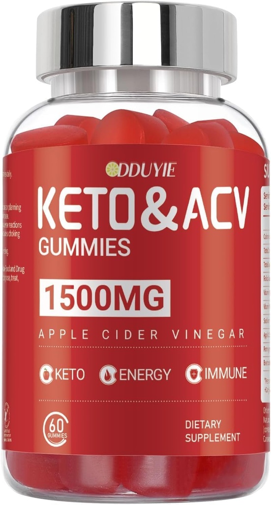Keto ACV Gummies, Apple Cider Vinegar & Vitamin B12 B6 - for Men & Woman - 60 Count