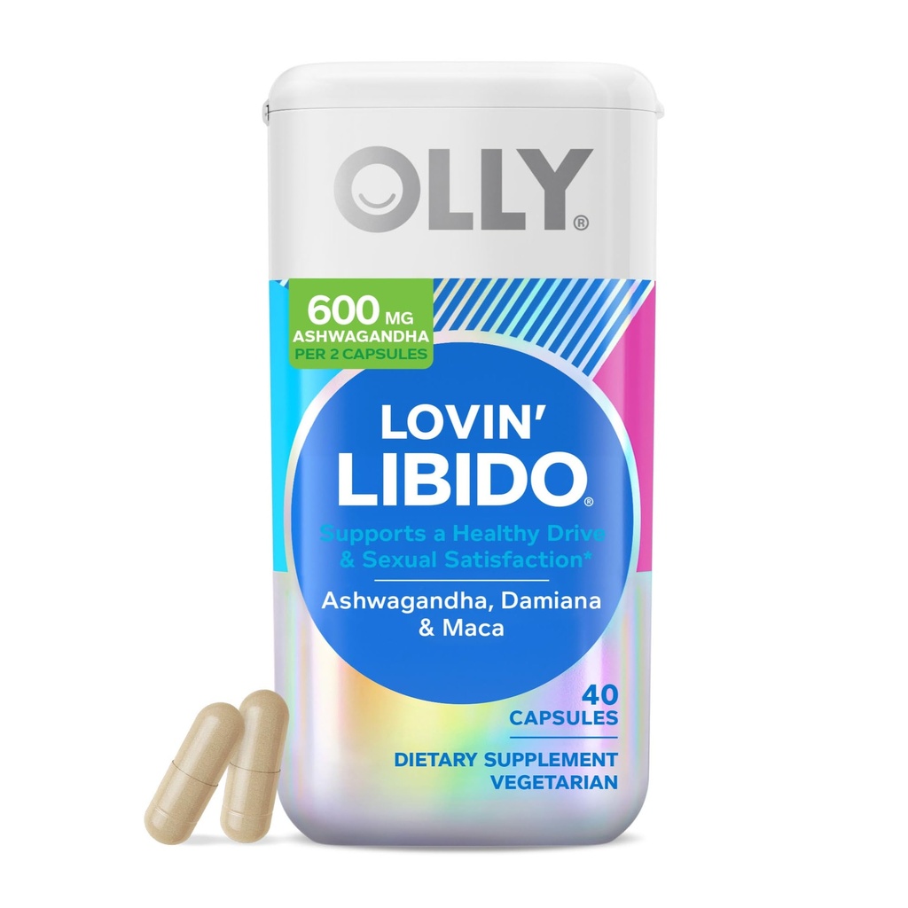 OLLY Lovin Libido Kapseln, Boost Desire mit Ashwagandha, Maca & Damiana, Vegetarisch, Beilage für Frauen, 20 Tage Versorgung - 40 Count