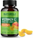 NATURELO Ganze Nahrung Vitamin C Gummie, Vitamin C von Acerola Kirsche, Pflanzenbasierte Ergänzung, 60 Vegan-Friendly Gummies