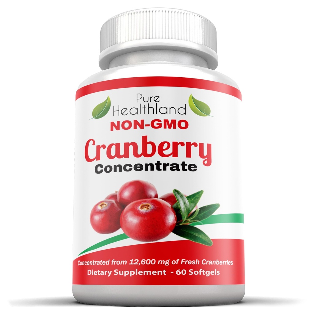 Non-GMO Cranberry Konzentriert von 12.600mg - Triple Strength Softgels - Einfache bis Schlanke Pillen für Männer & Frauen, 1 Flasche