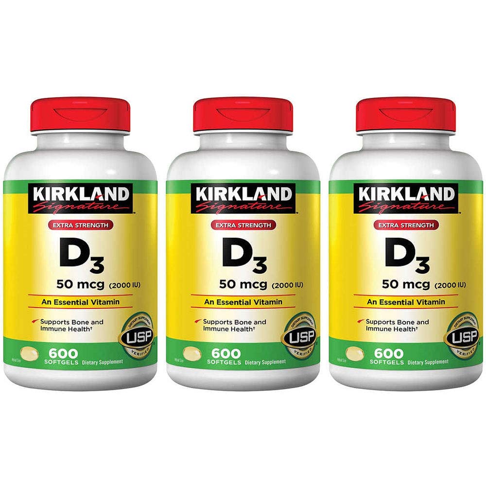 Kirkland Signatur Maximale Stärke Vitamin D3 2000 I.U., Packung von 3