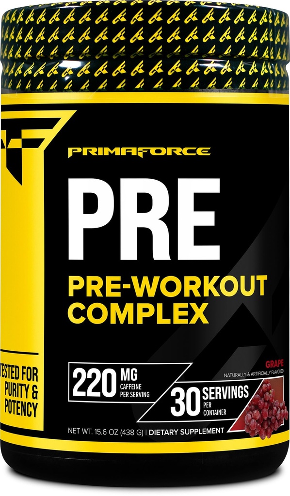 Primaforce Pre-Workout Complex Powder (Grape, 30 Servings) - Fitness Supplement for Workout Routine Enhancement, 438g