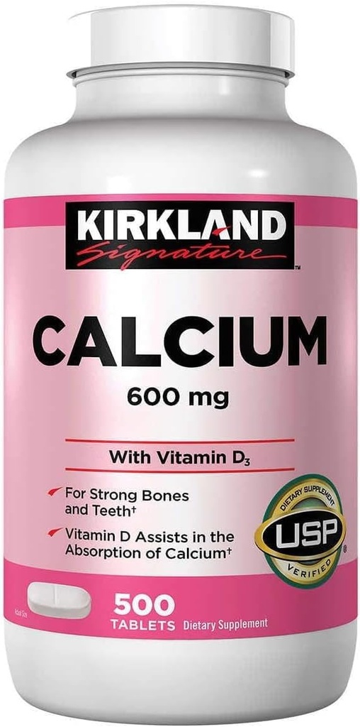 Kirkland Signature Calcium, 600 mg+D3, 500-Count Tabletten