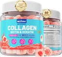 Multi Collagène Gommies remplis pour femmes Sans sucre Biotine 10000mcg, Multivitamines Peau de cheveux et ongles Vitamines pour la croissance des cheveux, avec collagène hydrolysé Peptide Keratin Acide Hyaluronique MSM Vitamine B