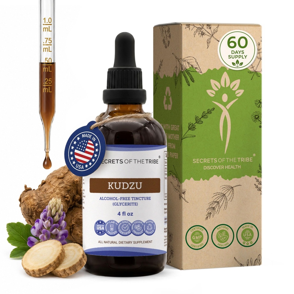 Geheimnisse des Tribe Kudzu Tincture Alcohol-Free Liquid Extract, Kudzu (Pueraria Lobata) Getrocknete Beere (4 FL OZ)