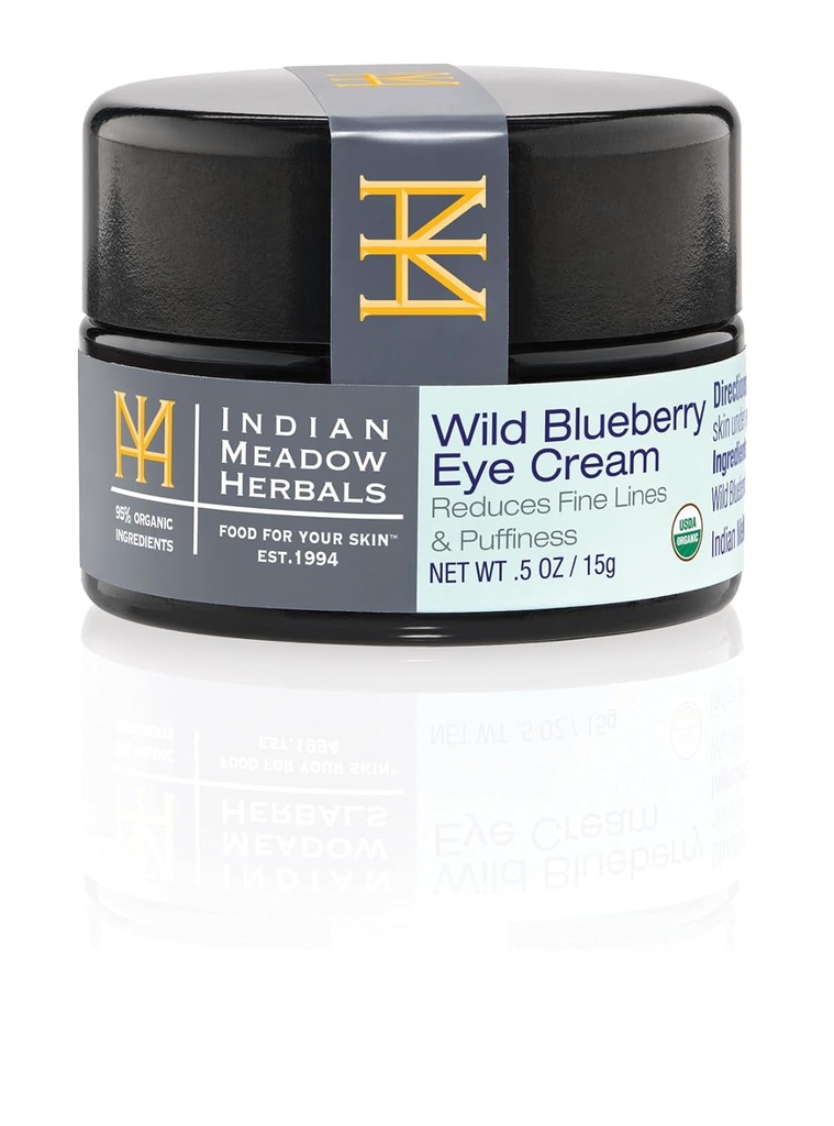 Indian Meadow Herbals Wild Blueberry Eye Cream (.5oz) - Crème sous les yeux pour les yeux puants et les lignes fines – soin des yeux anti-âge avec/herbes organiques, huiles