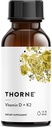 THORNE - Vitamine D + K2 liquide avec un distributeur de dosage - Vitamines D3 et K2 pour soutenir des os et des muscles sains* - 1 Fl Oz (30 ml) - 600 portions