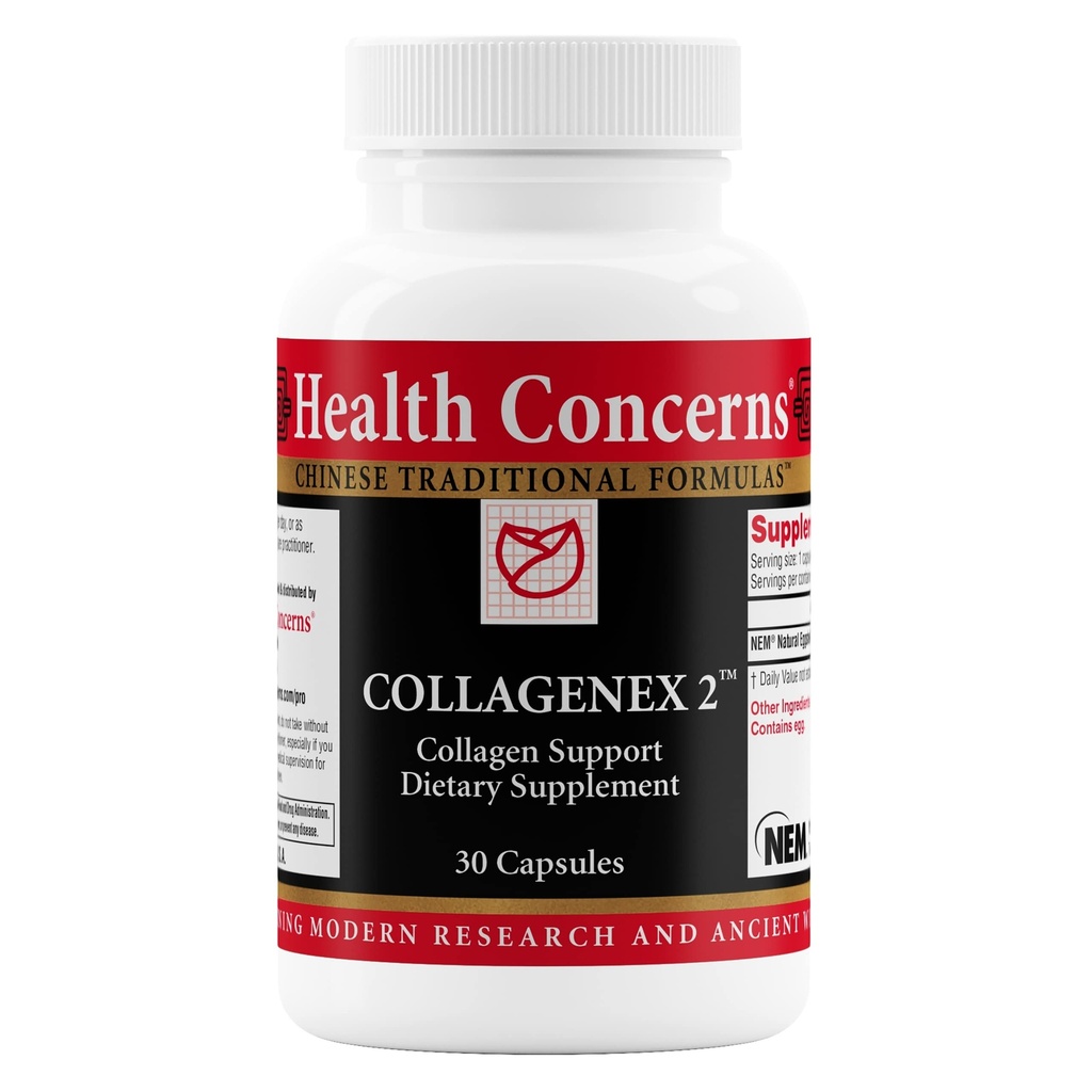 Health Concerns Collagenex 2 – Kollagen-Ergänzung für gemeinsame Unterstützung & Flexibilität – Natürliche Eierschale Membran für Männer & Frauen - Connective Tissue Support – Chinesische Kräuterergänzung - 30 Kapseln