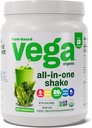 Vega poudre de protéines végétales tout-en-un biologique, non sucré - ingrédients super-alimentaires, vitamines pour le soutien de l'immunité, Keto Friendly, protéines de pois pour les femmes et les hommes, 13,5 oz (paquetage mai Vary)