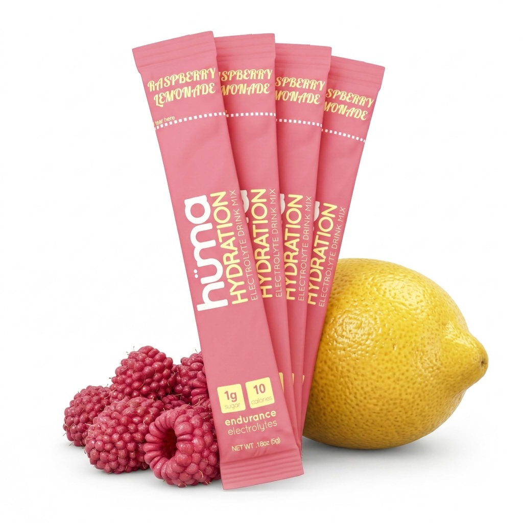 HUMA CHIA Mélange de boisson d'hydratation, Lémonade aux framboises 15 Packets - Basse calories, Poudre d'électrolyte élevée pour le sport et l'exercice - 100% naturel, 1g de sucre, 10 Cal