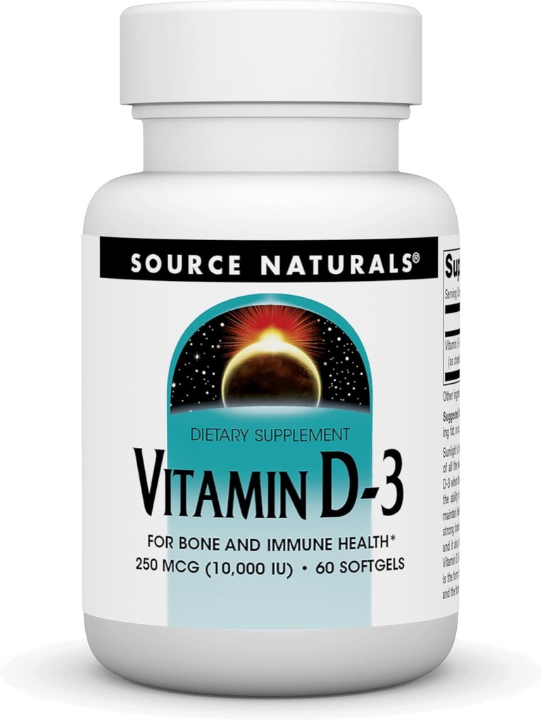 Quelle Naturals Vitamin D-3, unterstützt Knochen- und Immungesundheit*, 250 mcg (10.000 IU) - 60 Softgels