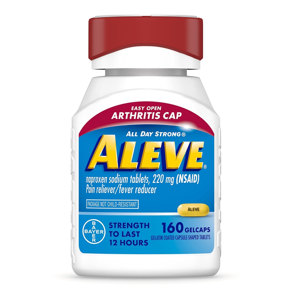 Aleve Gelcaps mit Easy Open Arthritis Cap, Naproxen Sodium, Medikamente für Arthritis Schmerzen, 160 Zähler
