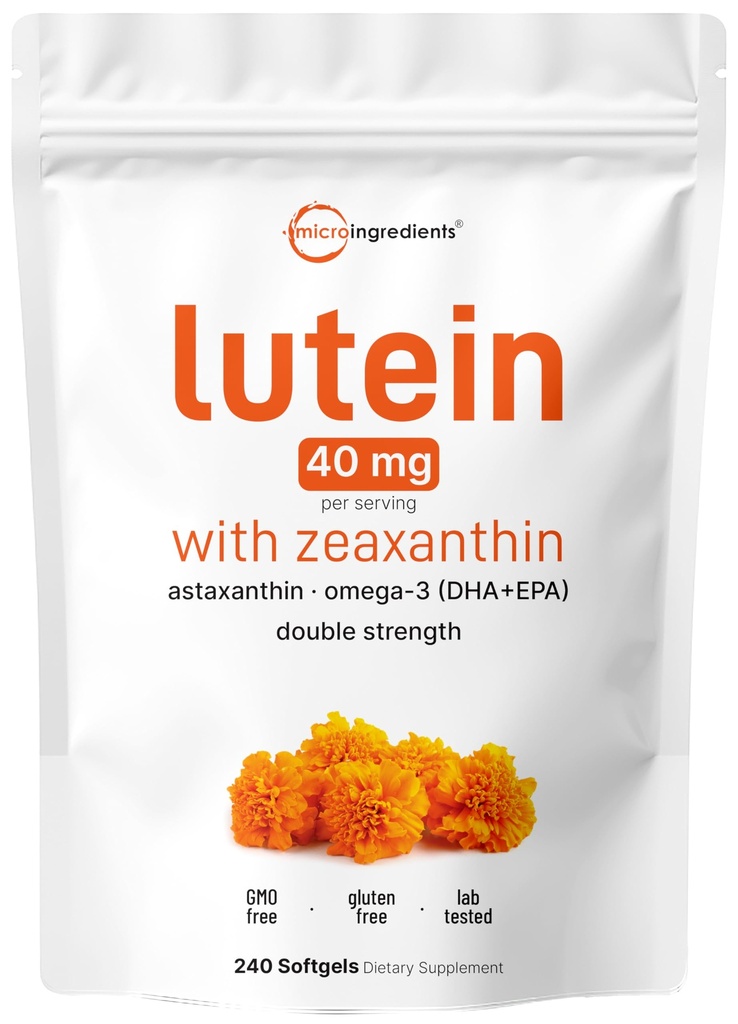 Micro-ingrédients Lutéine et zéaxanthine 40mg Softgels, 240 Compte, avec l'astaxanthine, l'oméga-3, et les phospholipides.
