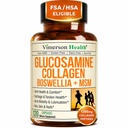 Glucosamin Chondroitin MSM mit hydrolysierten Collagen Peptiden - Joint Support Supplement mit Quercetin, Bromelain & Boswellia Extract - Collagen Pillen für Haarhautnägel - FSA Eligible 120 Caps