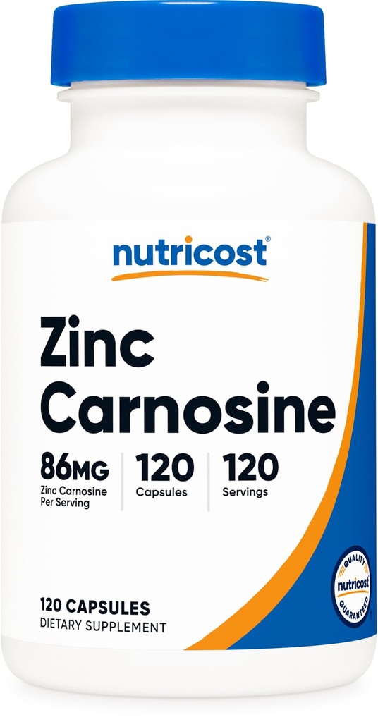 Nutricost Zink Carnosine 86mg, 120 Kapseln - Non-GMO, Glutenfrei, Zink L-Carnosin Ergänzung