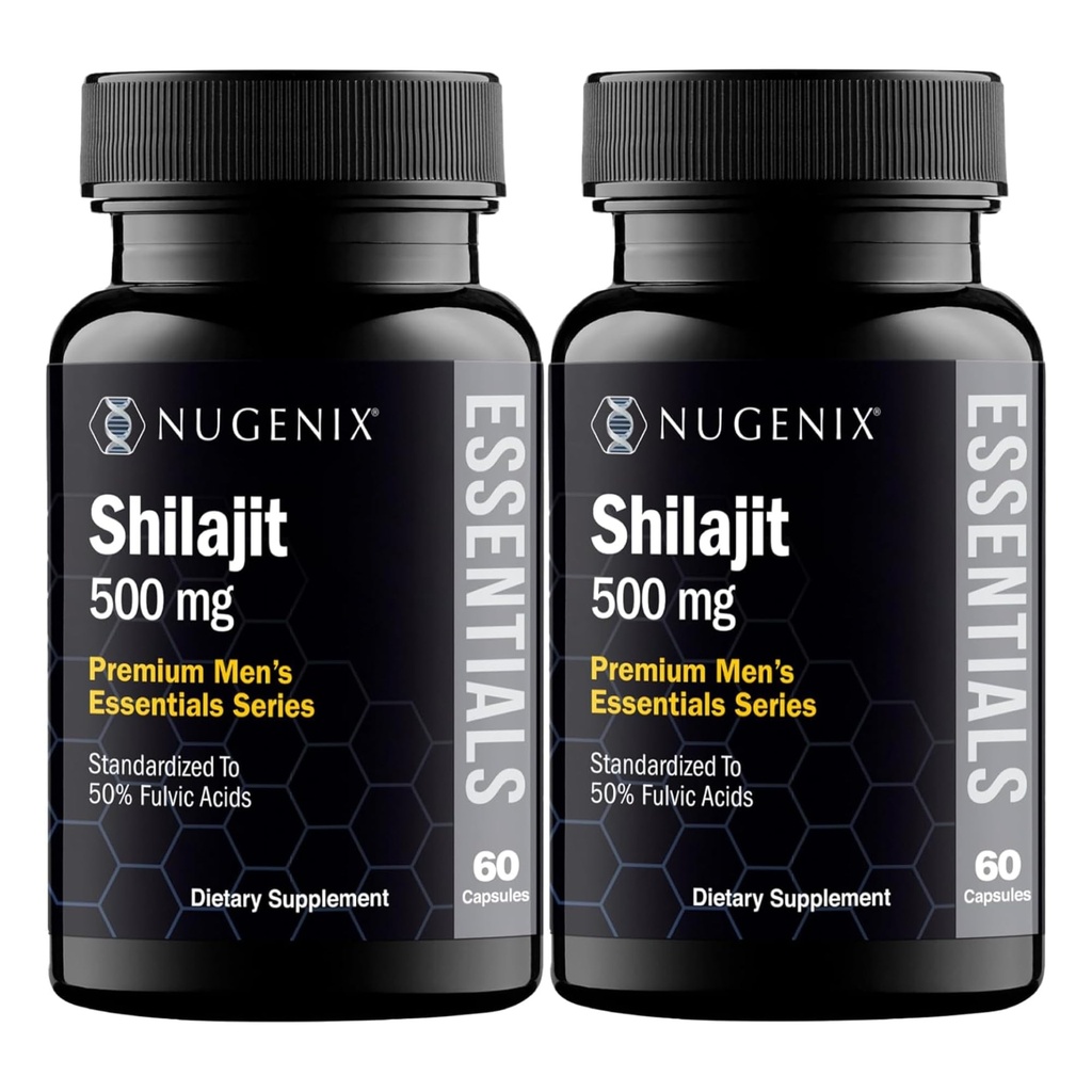 Nugenix Essentials Shilajit Capsules Supplement - 500mg, Standardisiert auf 50% Fulvic Acids, 120 Kapseln