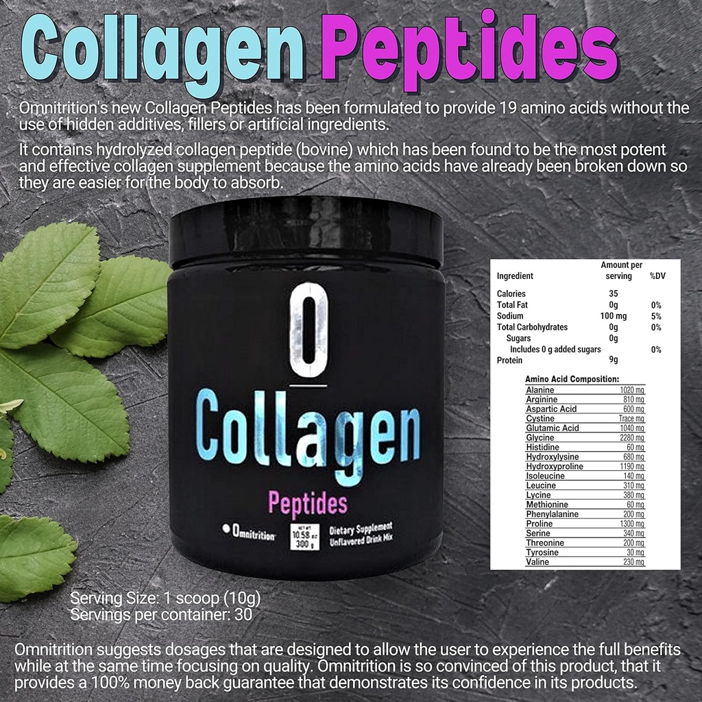 Omnitrition Collagen Peptide Nahrungsergänzung, Unflavored 9001 30 Servierflasche