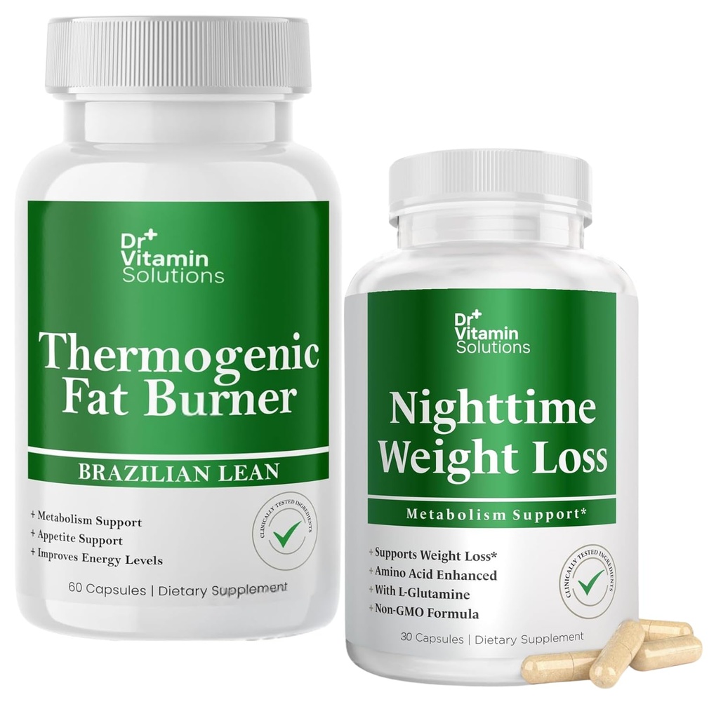 DR VITAMIN SOLUTIONS Thermogenic Fat Burner & Nighttime Weight Loss Pills für Frauen, Taille Trimmer & Ergänzungen für Bloating für Frauen & Männer, 120 Kapseln