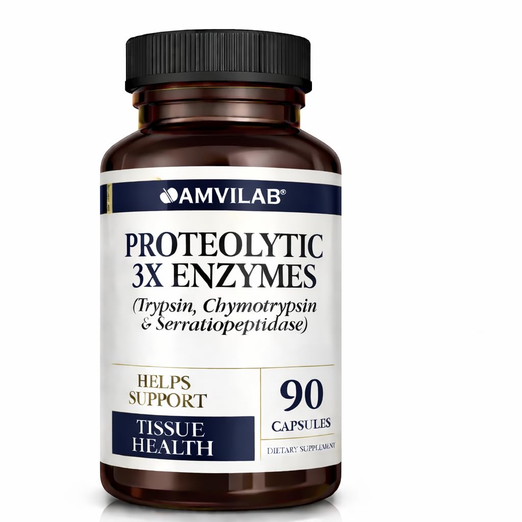 Proteolytische Enzyme 3X - Trypsin, Chymotrypsin & Serrapeptidase - Reduces Edema & Irritation von Tissue Injury - Unterstützt Körper Wellness & Erholung - Nahrungsergänzung - 90 Kapseln