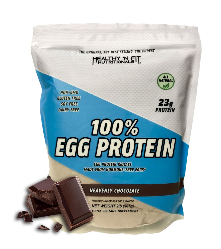 Healthy 'N Fit 100% Protéine d'oeuf - Chocolat céleste (2lb): 100% Protéine blanche d'oeuf -Plus peptides naturels. Isolation ultra pure et naturelle des protéines d'oeufs
