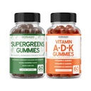 Supergreens Gummies (60 Gummies) Suppléments Verts avec 8 Ingredient Power Blend - Superfood pour le soutien immunitaire pour les adultes et ADK (60 Comte) avec D & K - 10 Vegan Supplément - Non OGM & USA Made