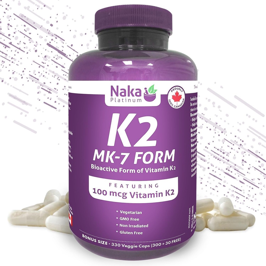 K2 MK-7 330, Naka Platinum K2 (formulaire MK-7) 330 Casquettes végétatives - Taille exclusive: 300 + 30 Gratuit, 330 Compte