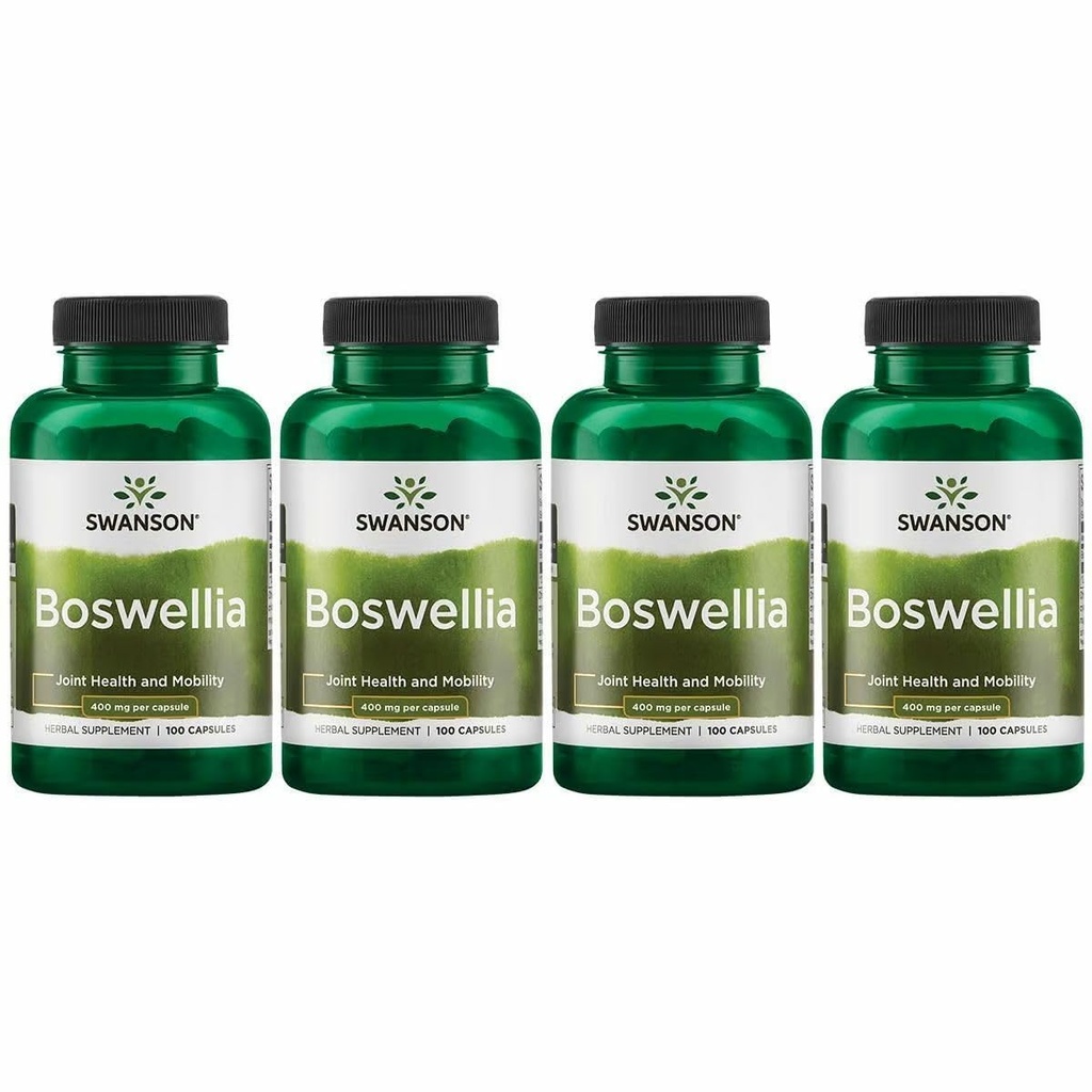 Swanson Boswellia - Supplément à base de plantes Promouvoir le soutien conjoint - Herbe ayurvédique pour le soutien de la flexibilité et de la mobilité conjointe - Fabriqué avec la résine Boswellia Serrata - (100 Capsules) (4 Pack)