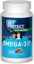Pet Protect M/L Dog Omega-3 Supplement, proprietäre freie Form Blend, unterstützt eine normale Entzündungsreaktion, Snip-Tip Kapseln (250 Count)